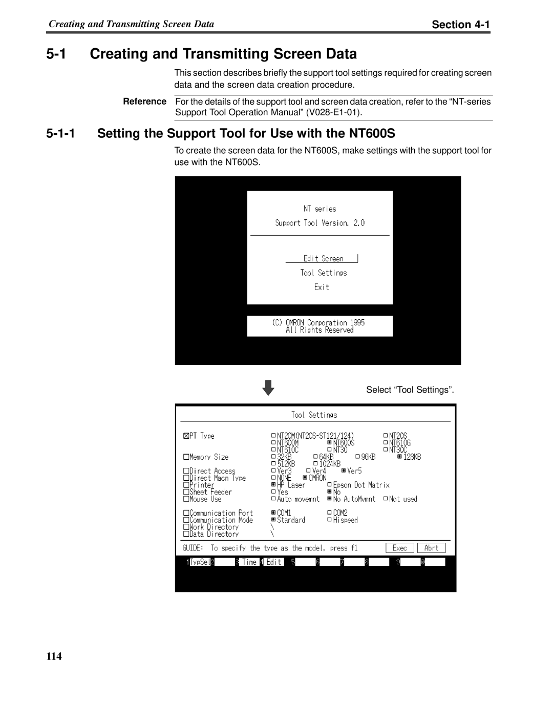 Omron V022-E3-1 operation manual 5-1Creating and Transmitting Screen Data, Section 