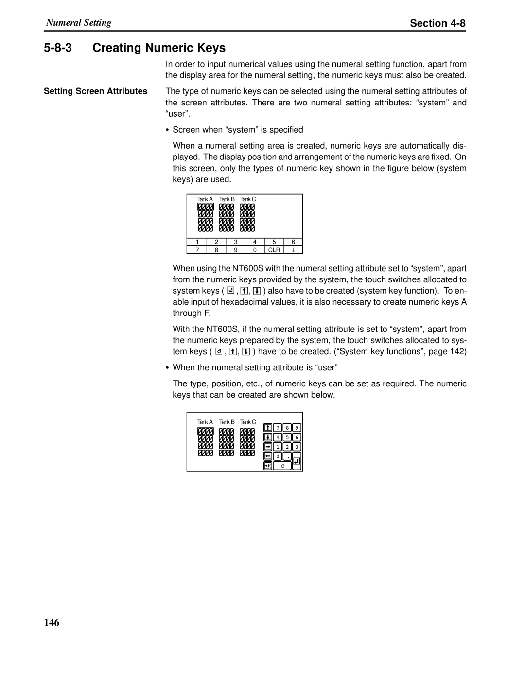 Omron V022-E3-1 operation manual 5-8-3Creating Numeric Keys, Section 