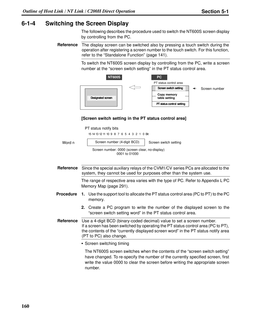 Omron V022-E3-1 operation manual 6-1-4Switching the Screen Display, Section 