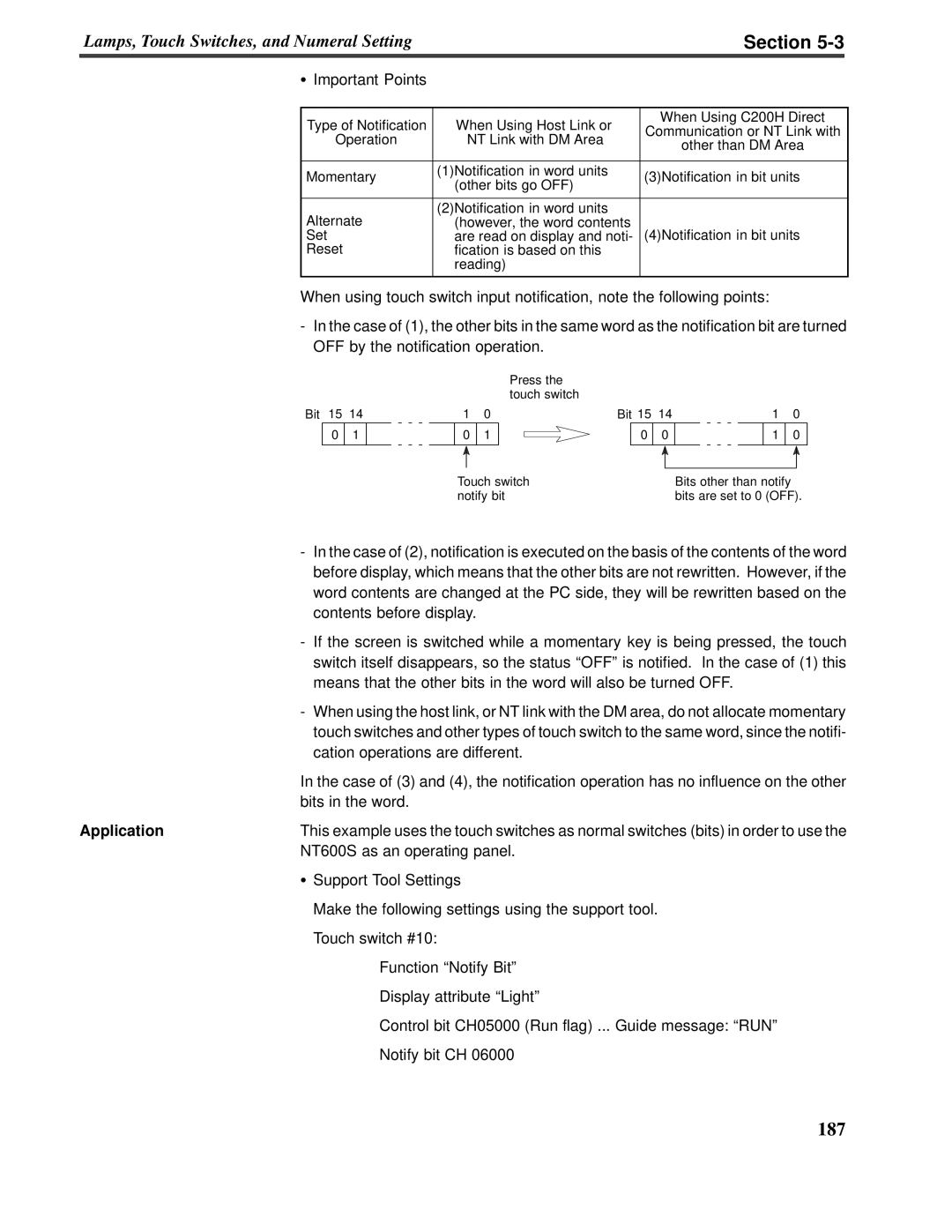 Omron V022-E3-1 operation manual Section, Application 