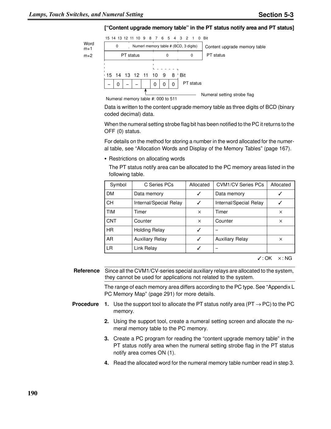 Omron V022-E3-1 operation manual Section, Restrictions on allocating words 