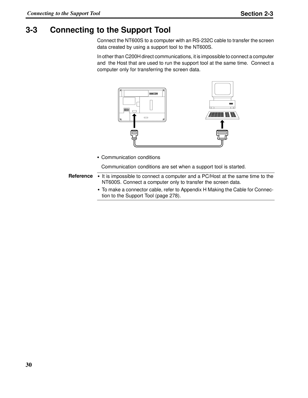 Omron V022-E3-1 operation manual 3-3Connecting to the Support Tool, Section 