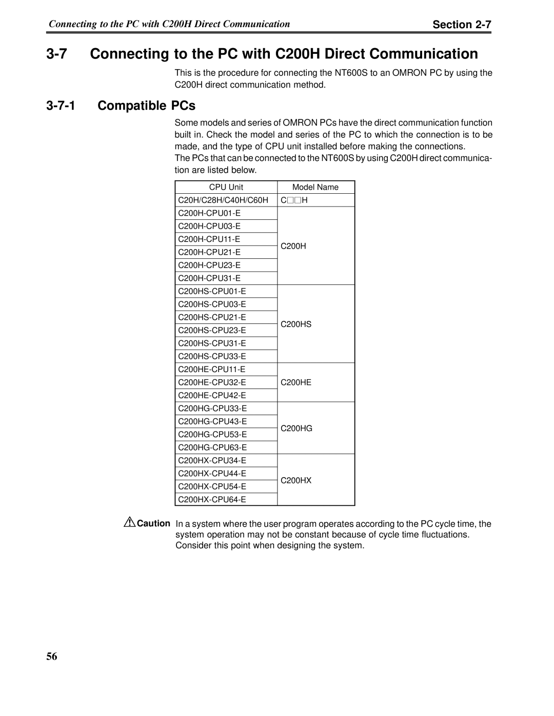 Omron V022-E3-1 operation manual 3-7-1Compatible PCs, Section 