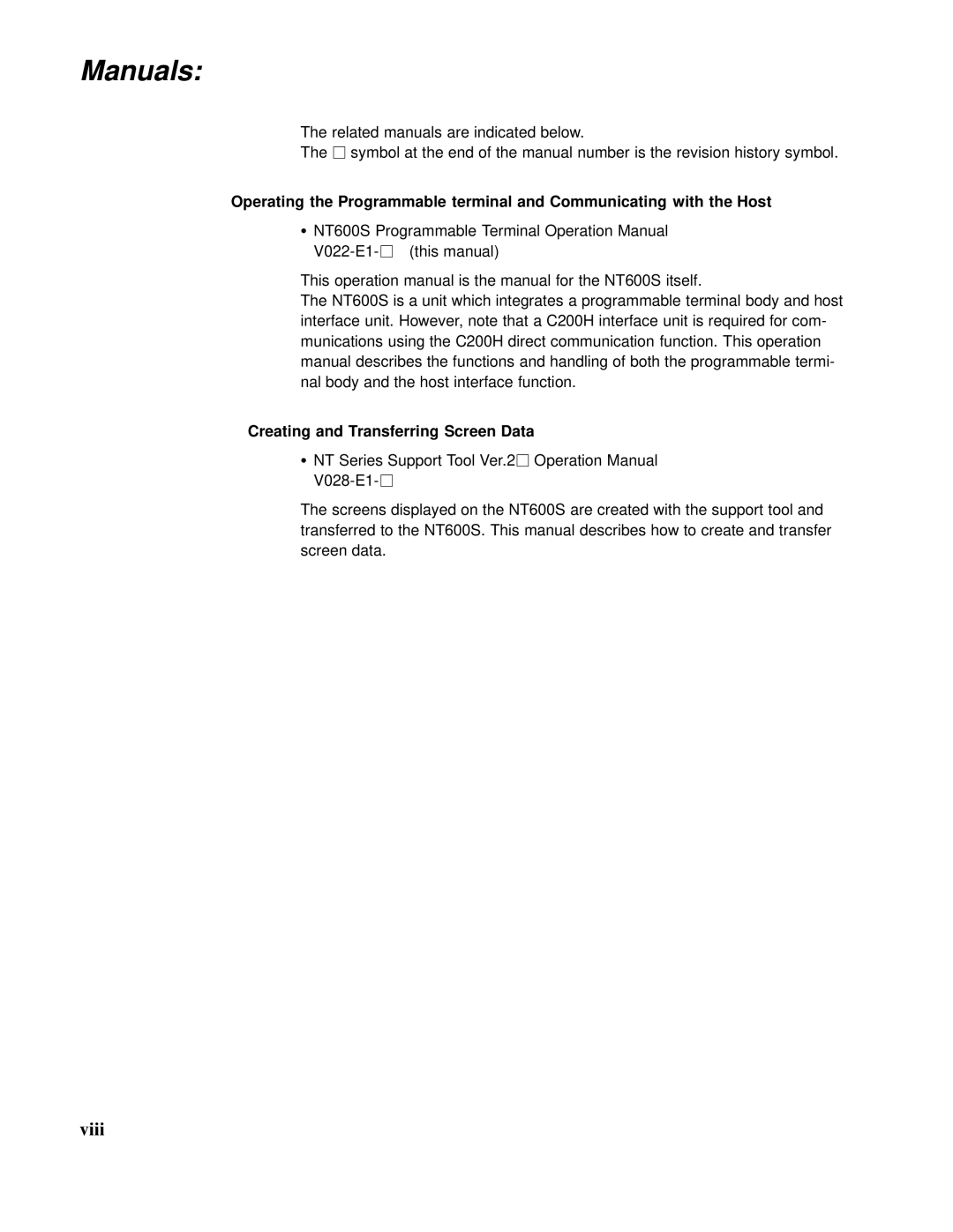 Omron V022-E3-1 operation manual Manuals, Creatingand Transferring Screen Data 