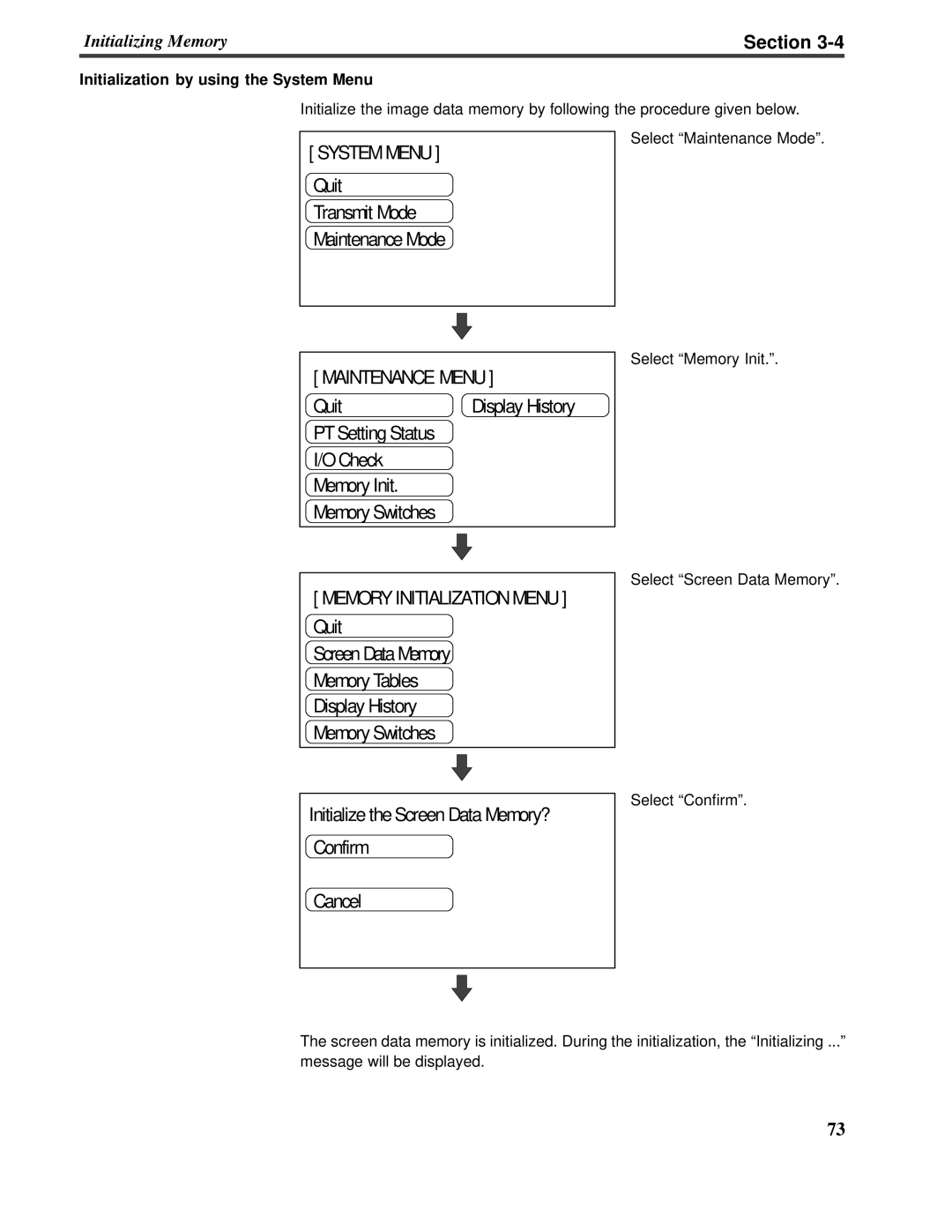 Omron V022-E3-1 operation manual Section, SYSTEM MENU Quit 