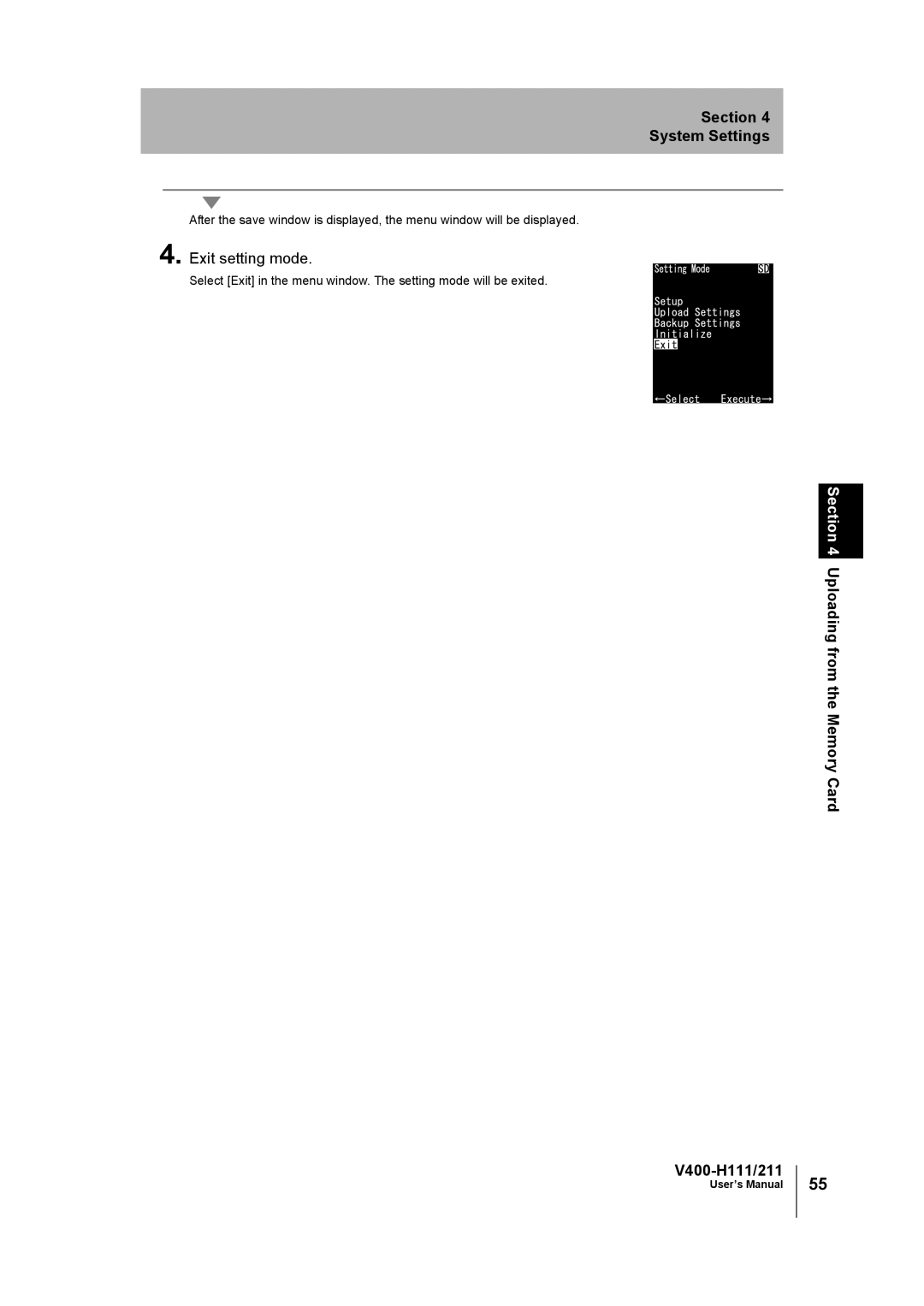 Omron user manual Uploading from the Memory Card V400-H111/211 