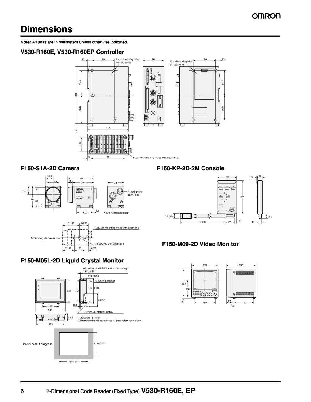 Omron manual F150-KP-2D-2M Console, F150-M05L-2D Liquid Crystal Monitor, V530-R160E, V530-R160EP Controller 