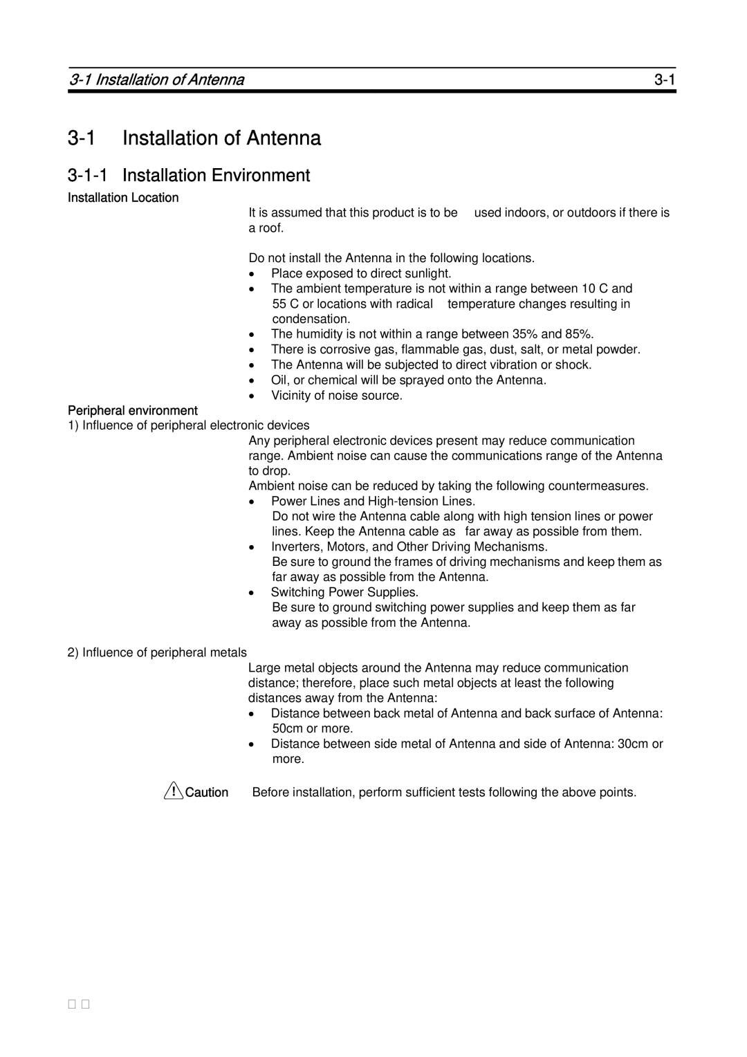 Omron V720-HS04 user manual Installation of Antenna, Installation Environment 