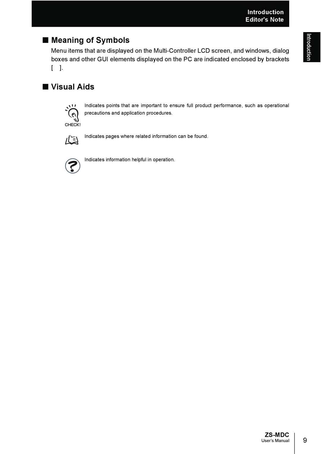 Omron ZS-MDC user manual Meaning of Symbols, Visual Aids 