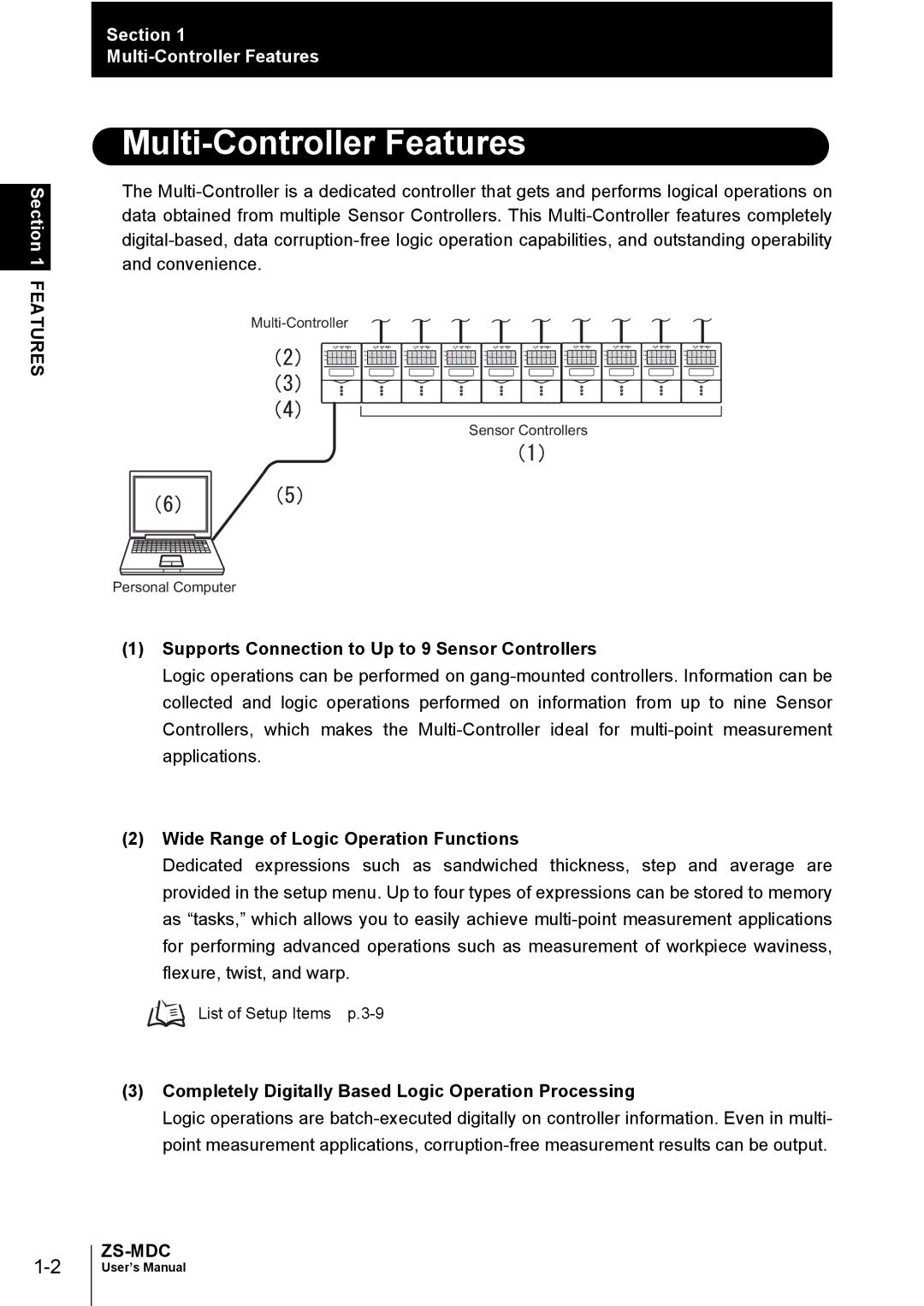 Omron ZS-MDC user manual Multi-Controller Features, Supports Connection to Up to 9 Sensor Controllers 