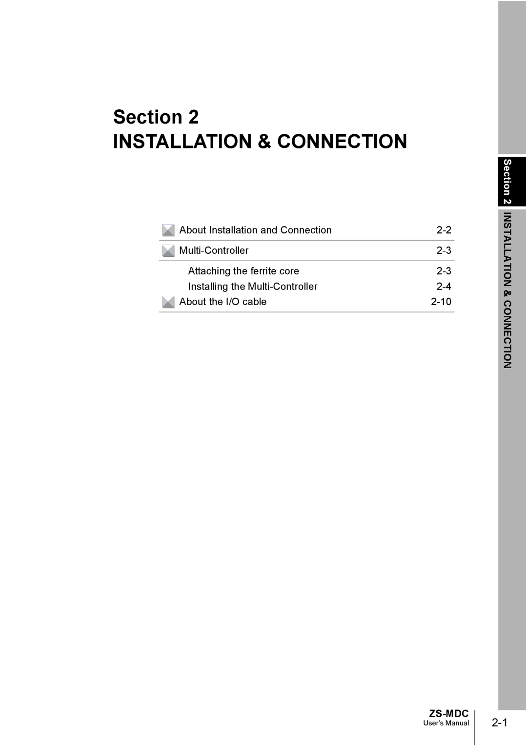 Omron ZS-MDC user manual Installation & Connection 