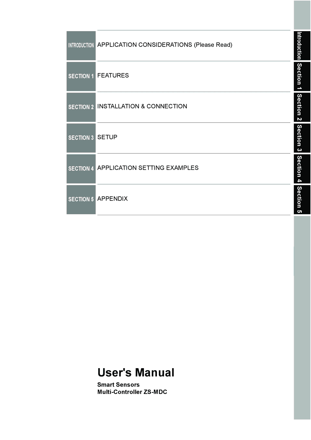 Omron user manual Ection, Smart Sensors Multi-Controller ZS-MDC 