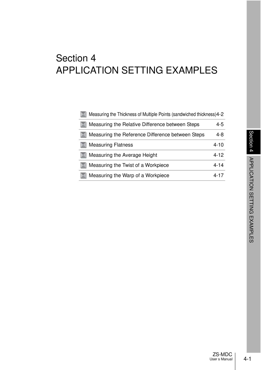 Omron ZS-MDC user manual Application Setting Examples 