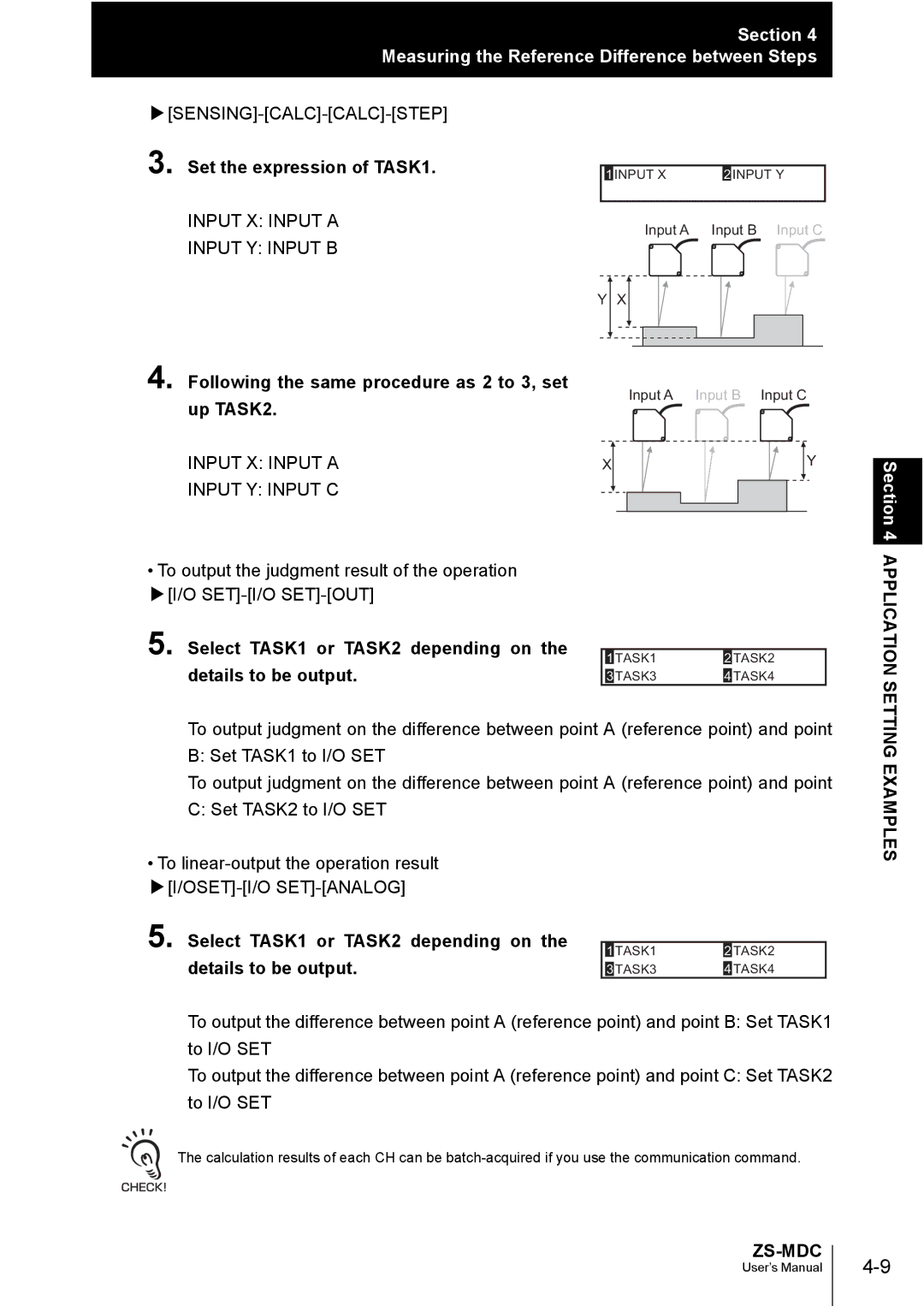 Omron ZS-MDC user manual Following the same procedure as 2 to 3, set Up TASK2, Select TASK1 or TASK2 depending on 