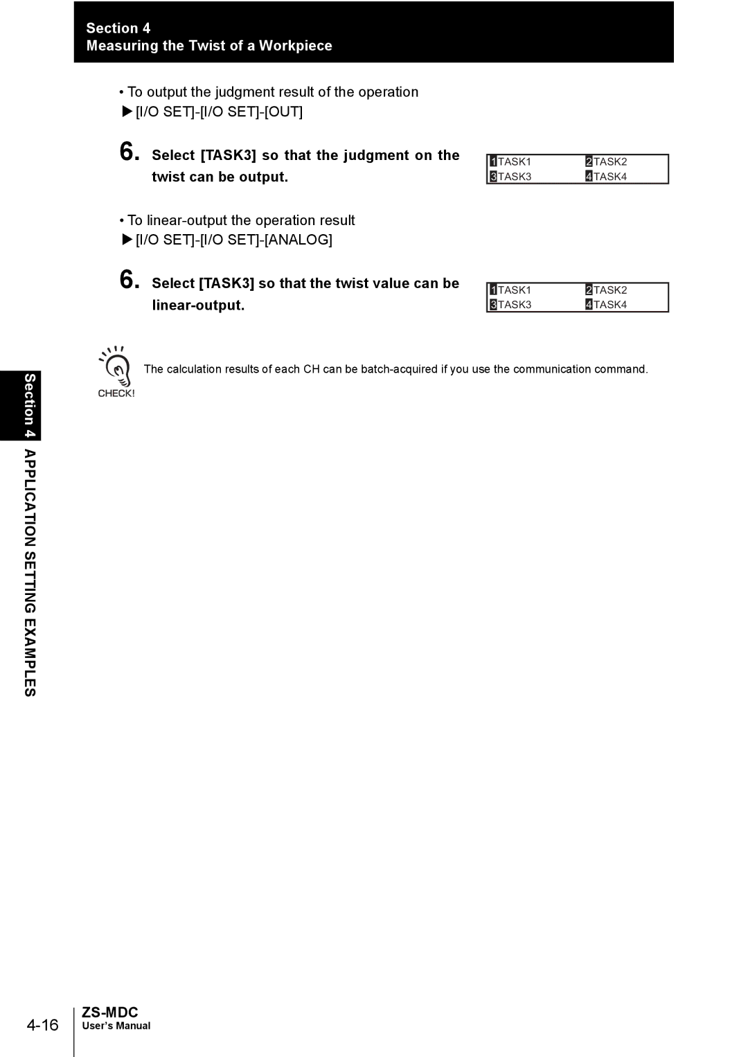 Omron ZS-MDC user manual Select TASK3 so that the judgment on the twist can be output 