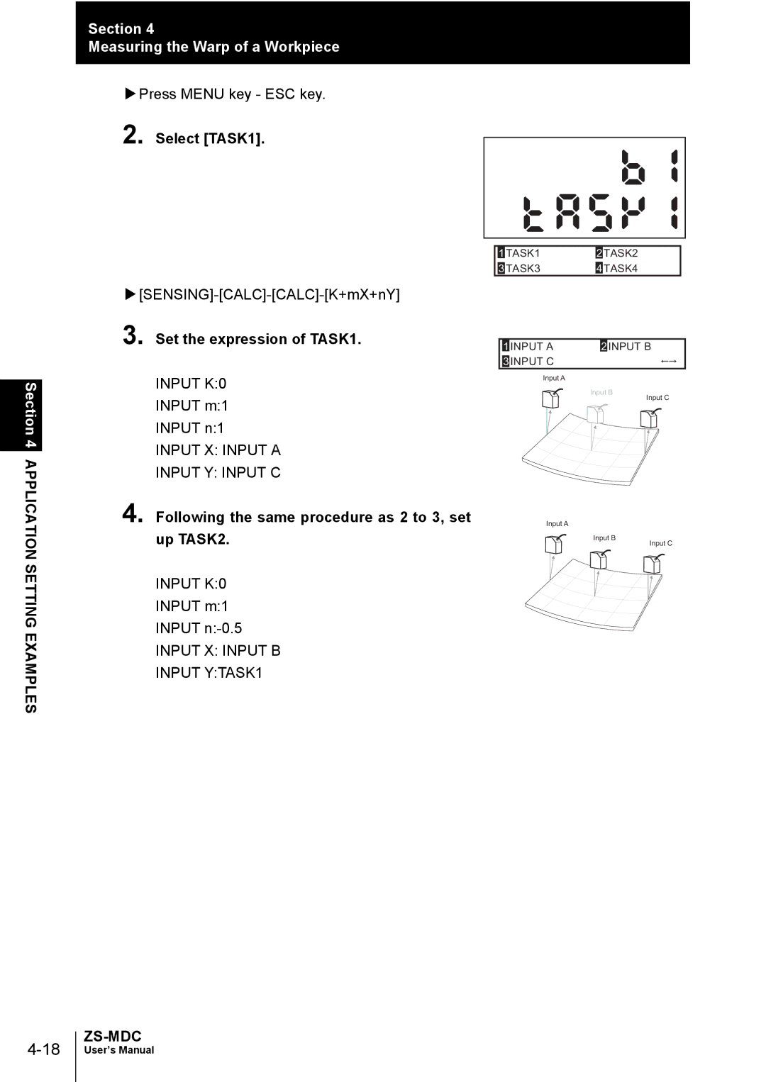 Omron ZS-MDC user manual Select TASK1 Application Setting Examples, Set the expression of TASK1 