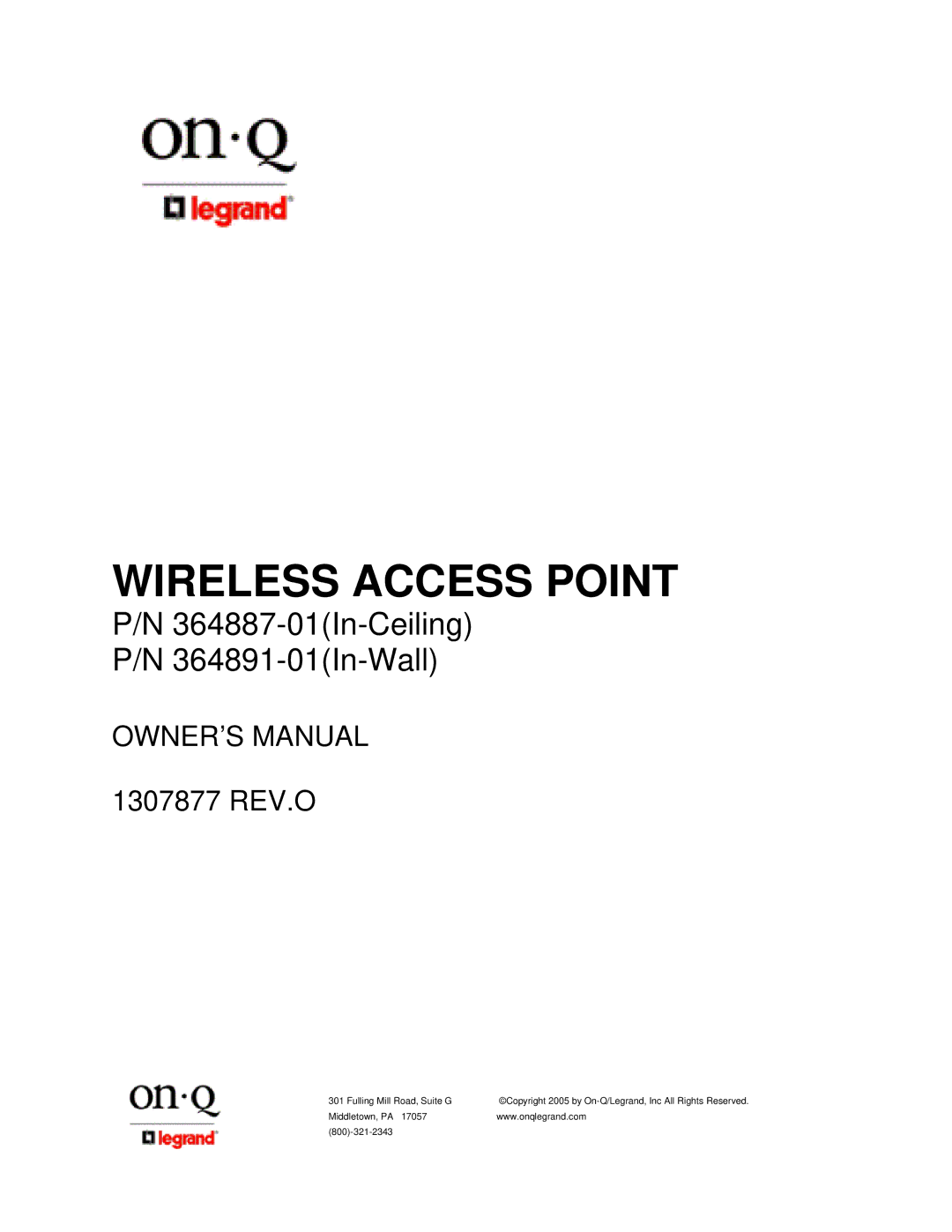 On-Q/Legrand 1307877 owner manual Wireless Access Point 