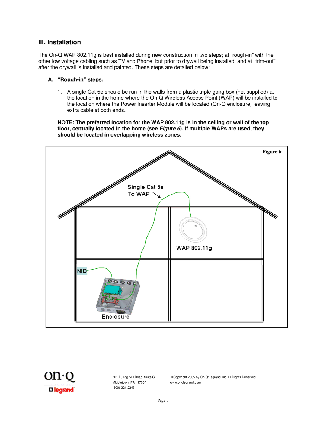 On-Q/Legrand 1307877 owner manual III. Installation, Rough-in steps 