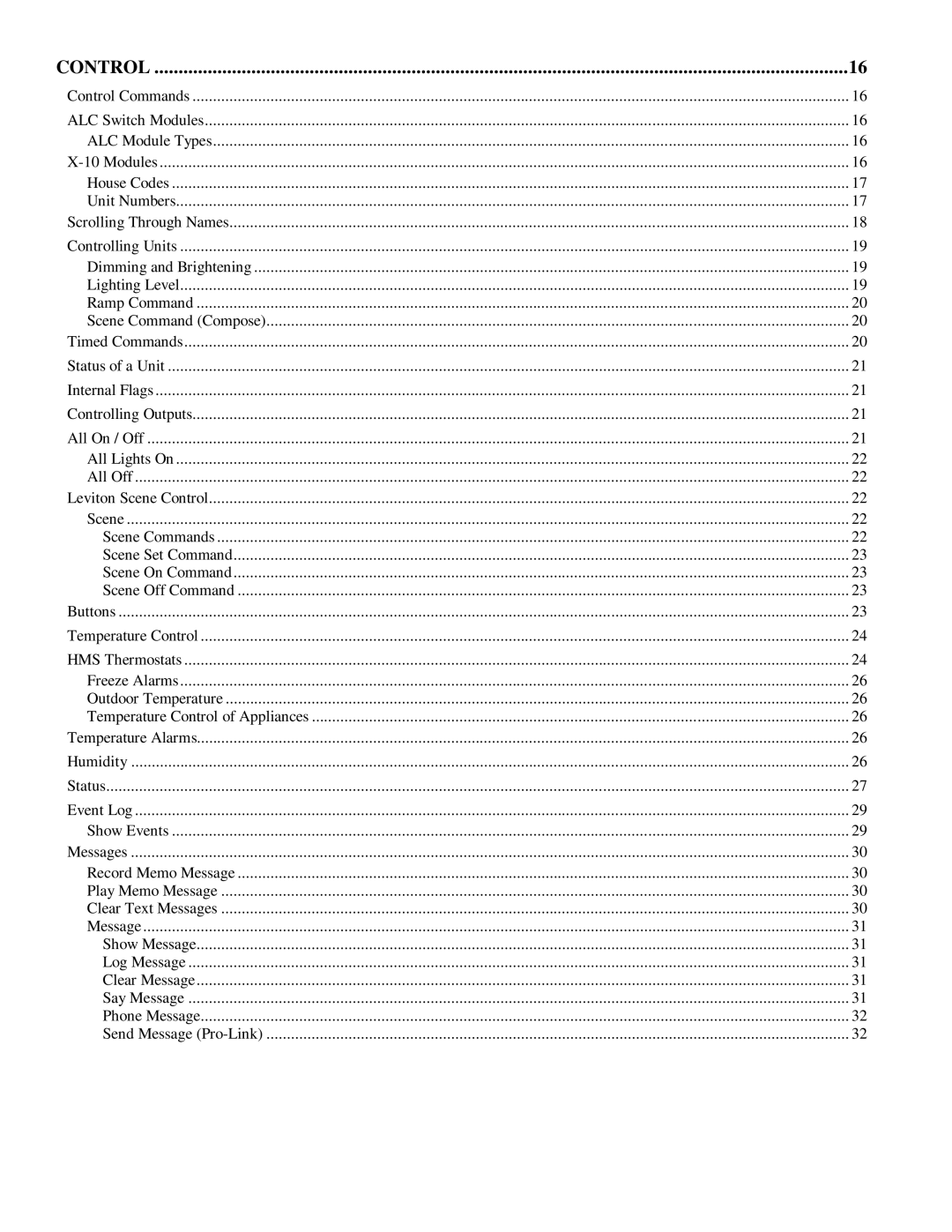 On-Q/Legrand HMS 1100 owner manual Control 