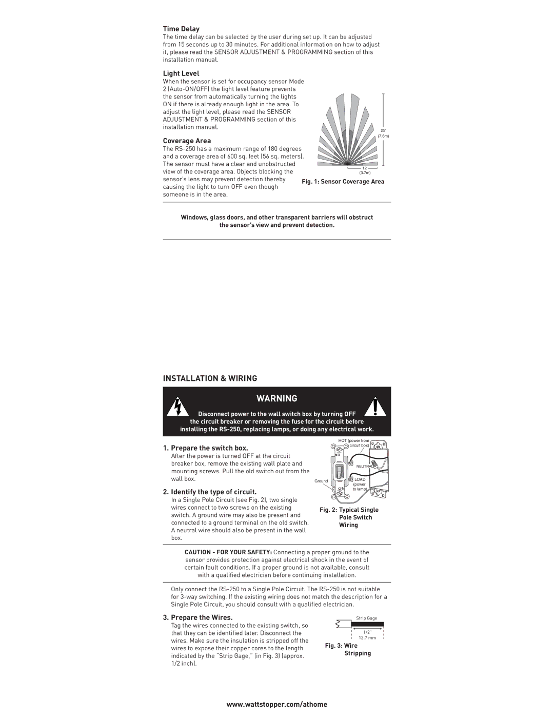 On-Q/Legrand RS-250 installation instructions Installation & Wiring 