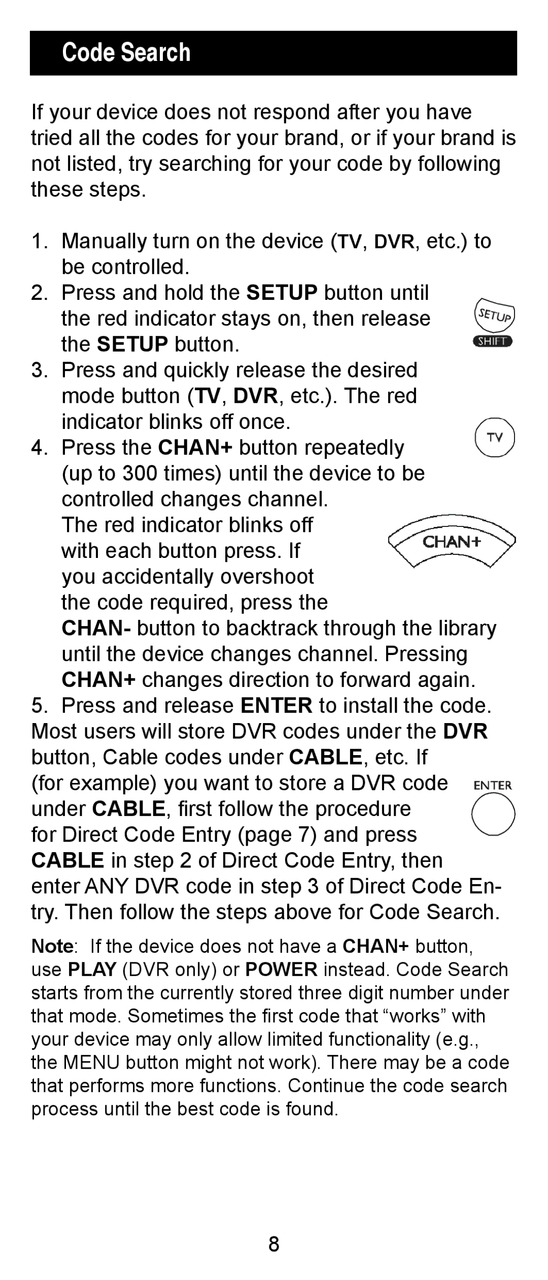 One for All 24993 instruction manual Code Search 