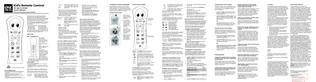 One for All OARK02R manual Reprogramming Favorite Channel Keys, To program a favorite channel, ON/OFF turns on/off 