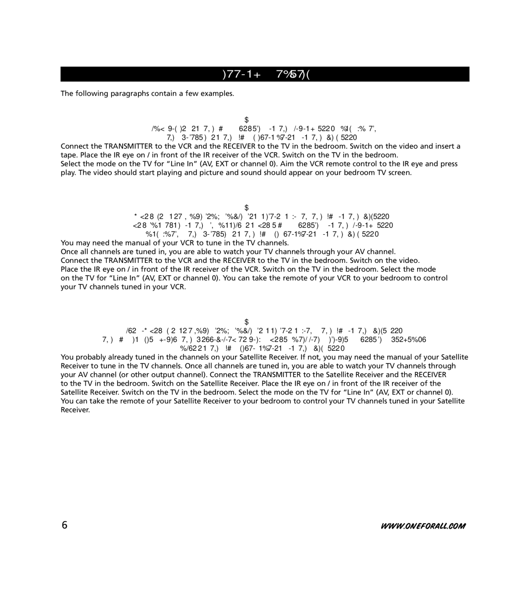 One for All SV-1716 instruction manual Getting Started, Example 