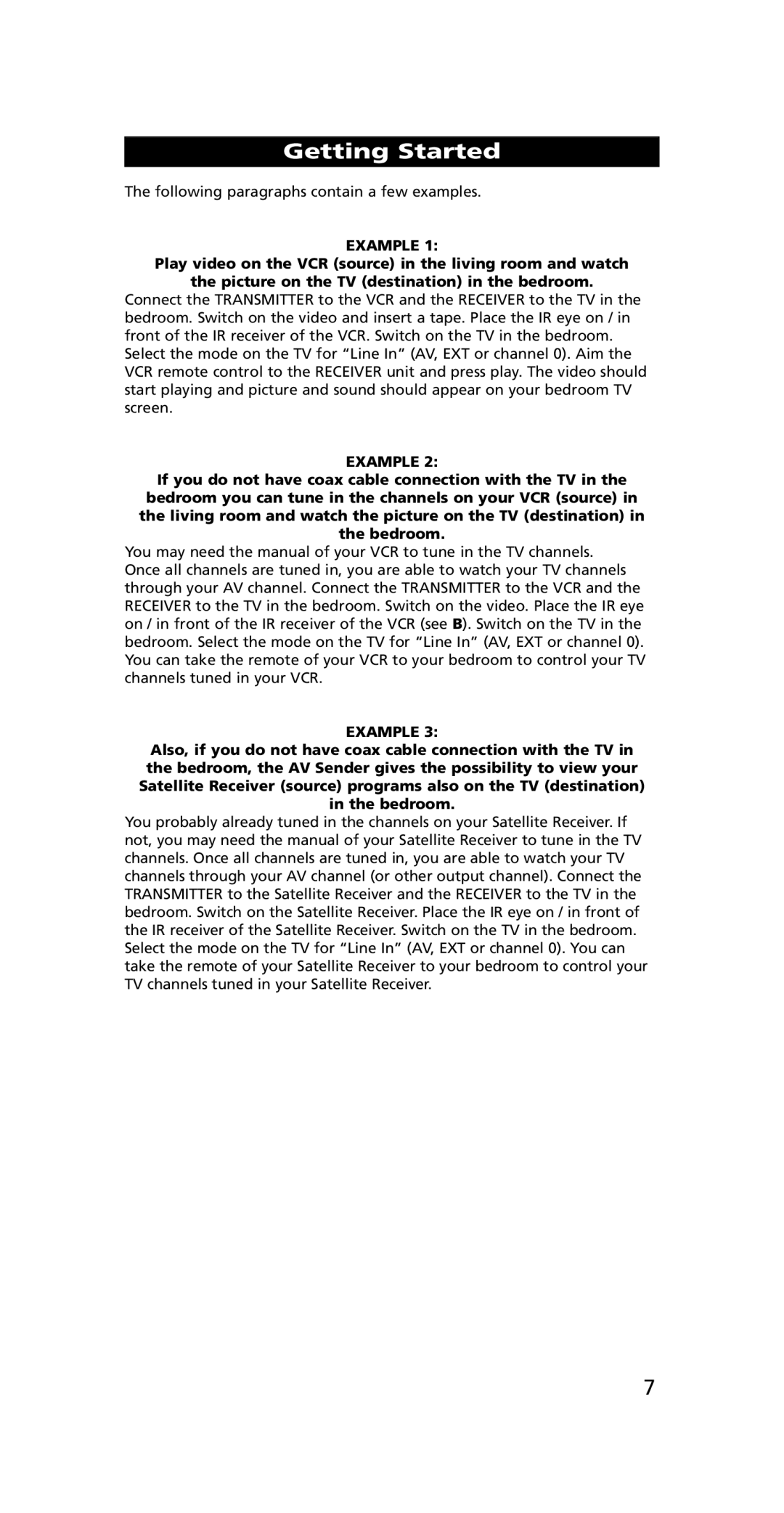 One for All SV-1715, SV-1718 instruction manual Getting Started, Example 