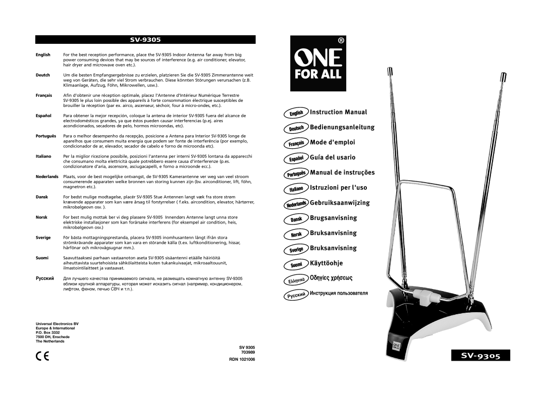 One for All SV-9305 instruction manual 