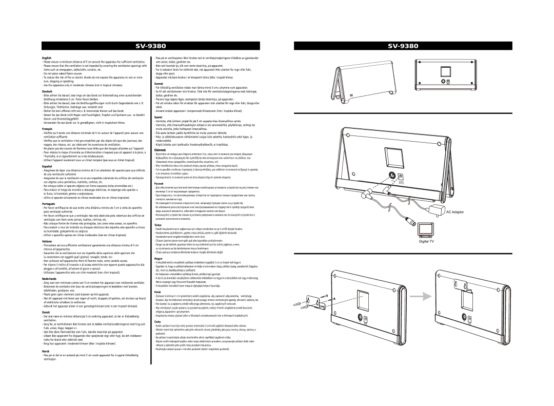 One for All SV-9380 instruction manual English, Deutsch, Svensk 