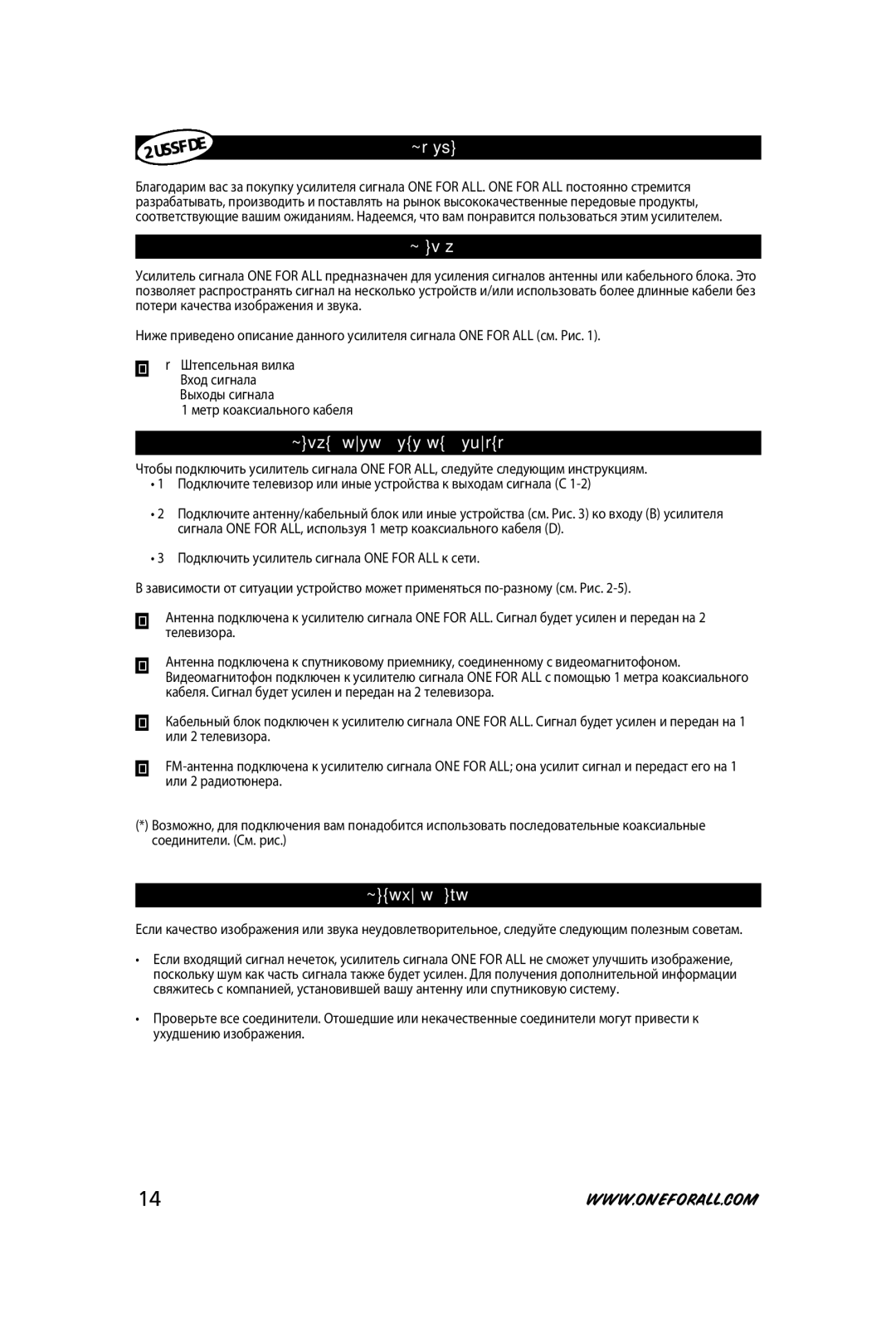 One for All SV-9520 instruction manual Спасибо 