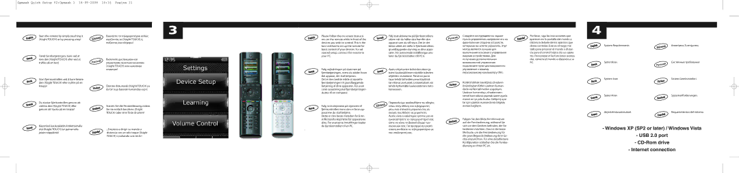 One for All Colour, Touch quick start English, Espa, Nsk, Sven, Utsc Tsc, Nor 