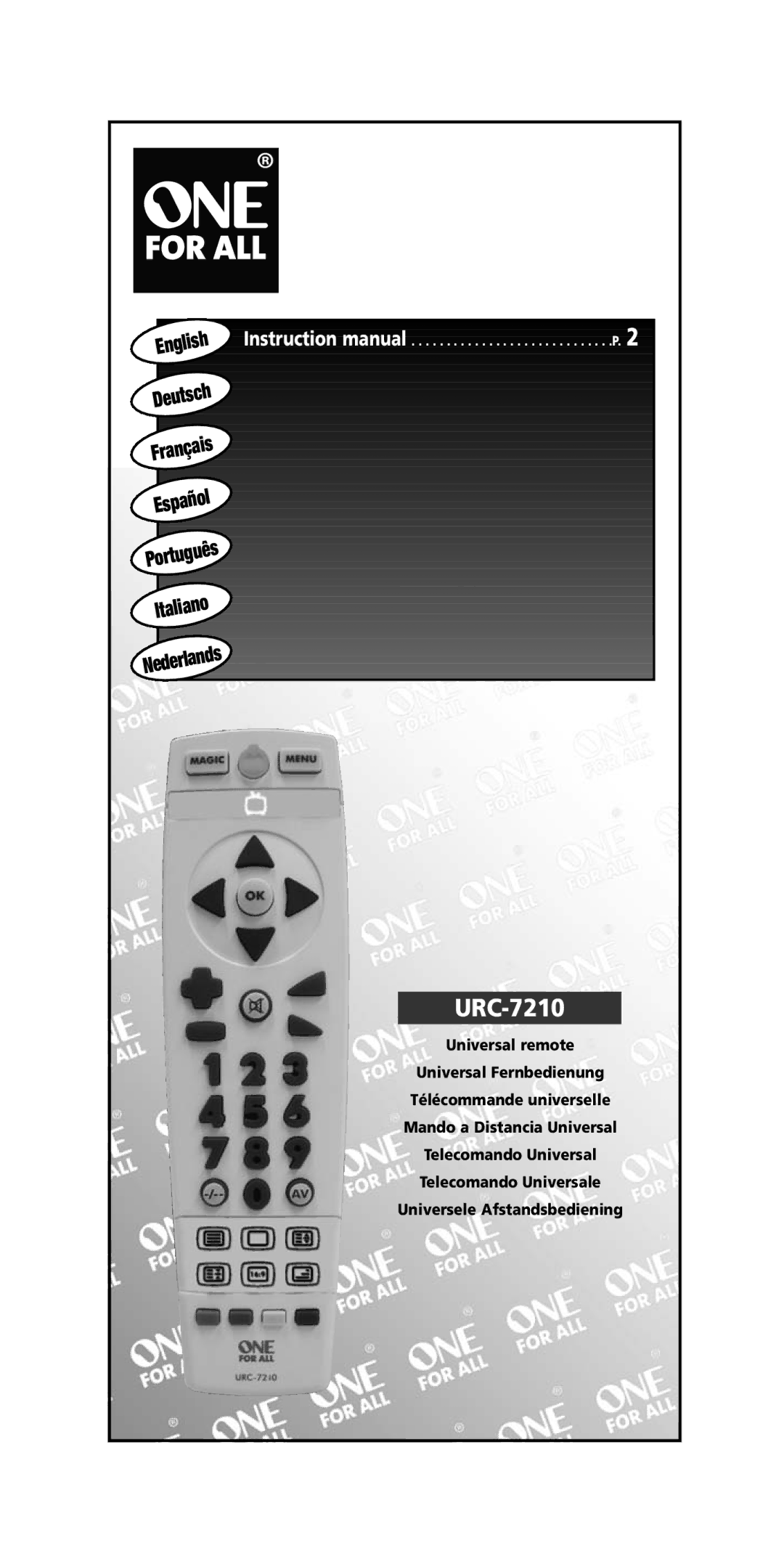 One for All Univeral Remote instruction manual URC-7210 