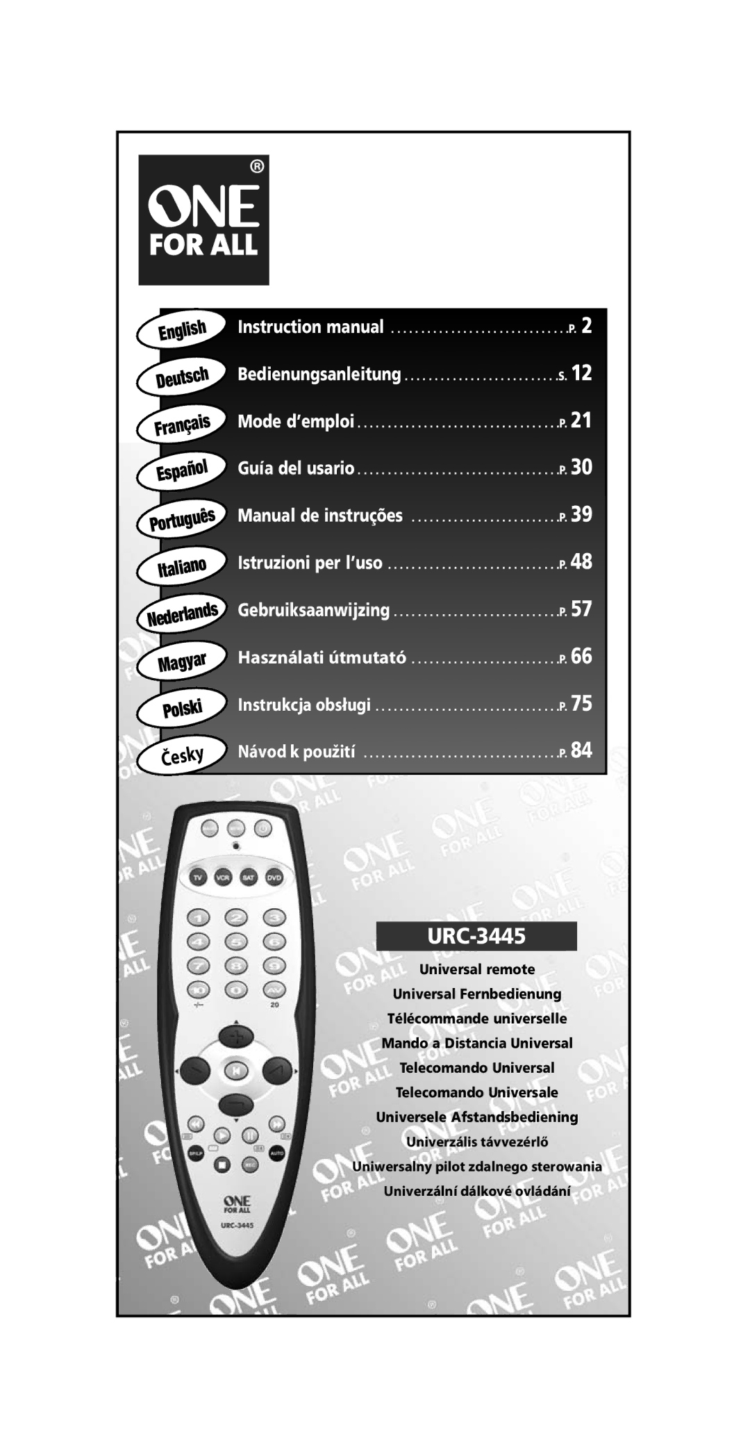 One for All URC-3445 instruction manual 