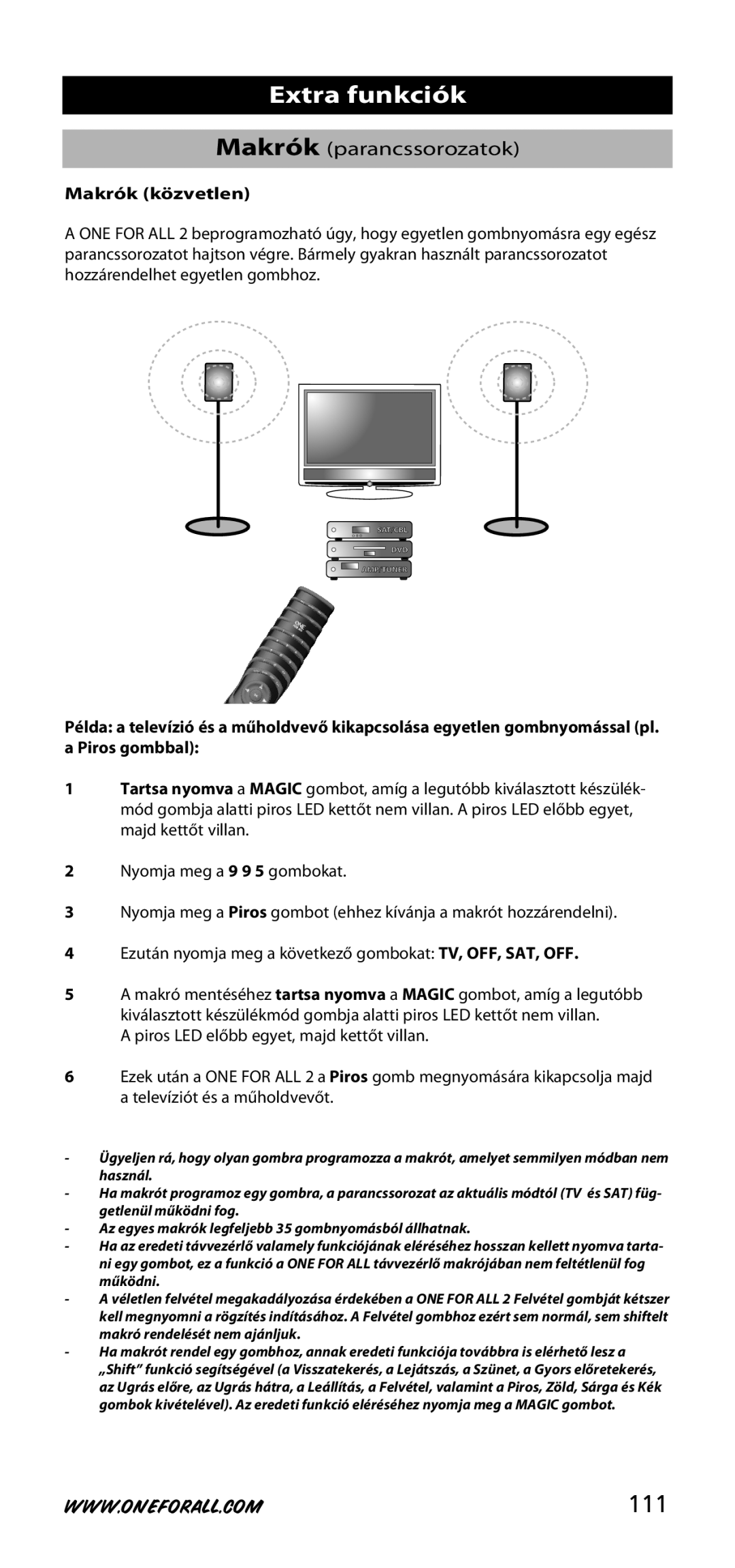 One for All URC-3720 instruction manual 111, Makrók közvetlen 