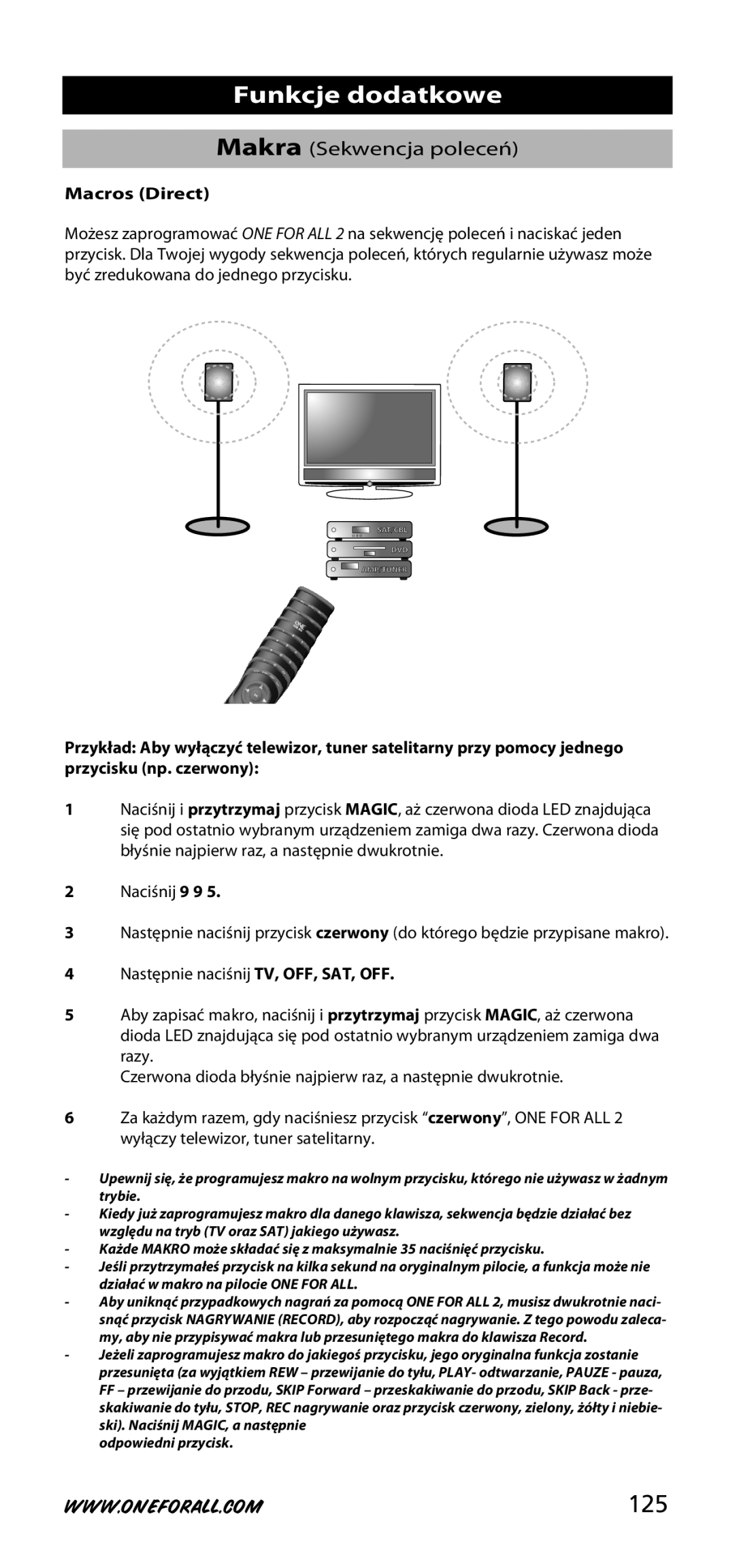 One for All URC-3720 instruction manual 125, Makra Sekwencja poleceń 