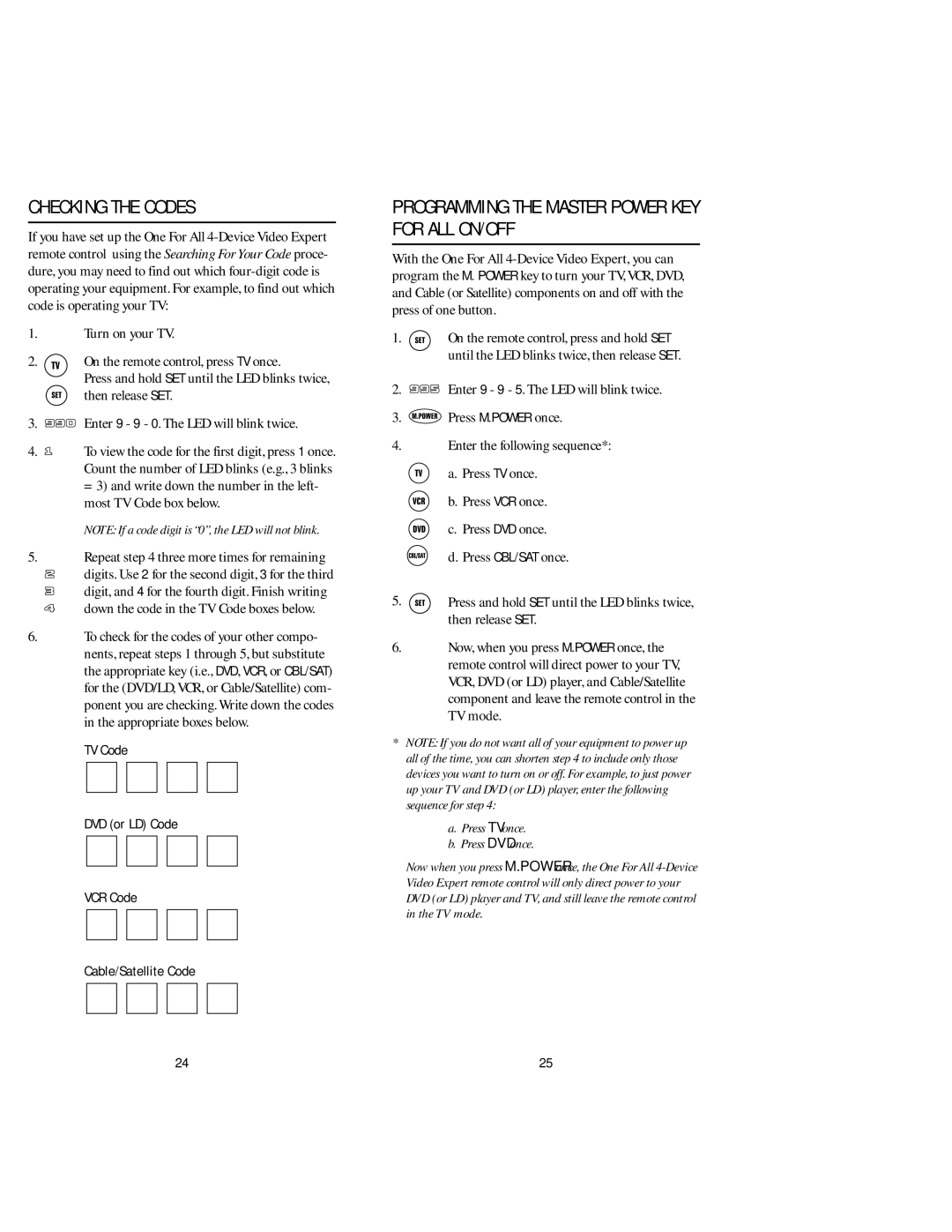 One for All URC 4081, URC 4080 manual Checking the Codes, Press CBL/SAT once, Then release SET 