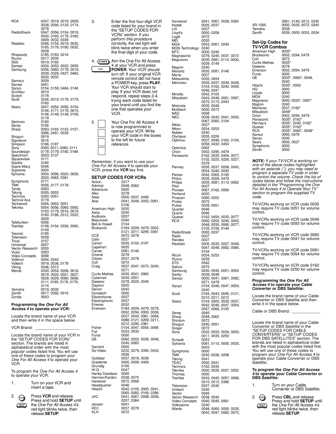 One for All URC 4700 user manual To operate your Cable Converter or DBS Satellite 