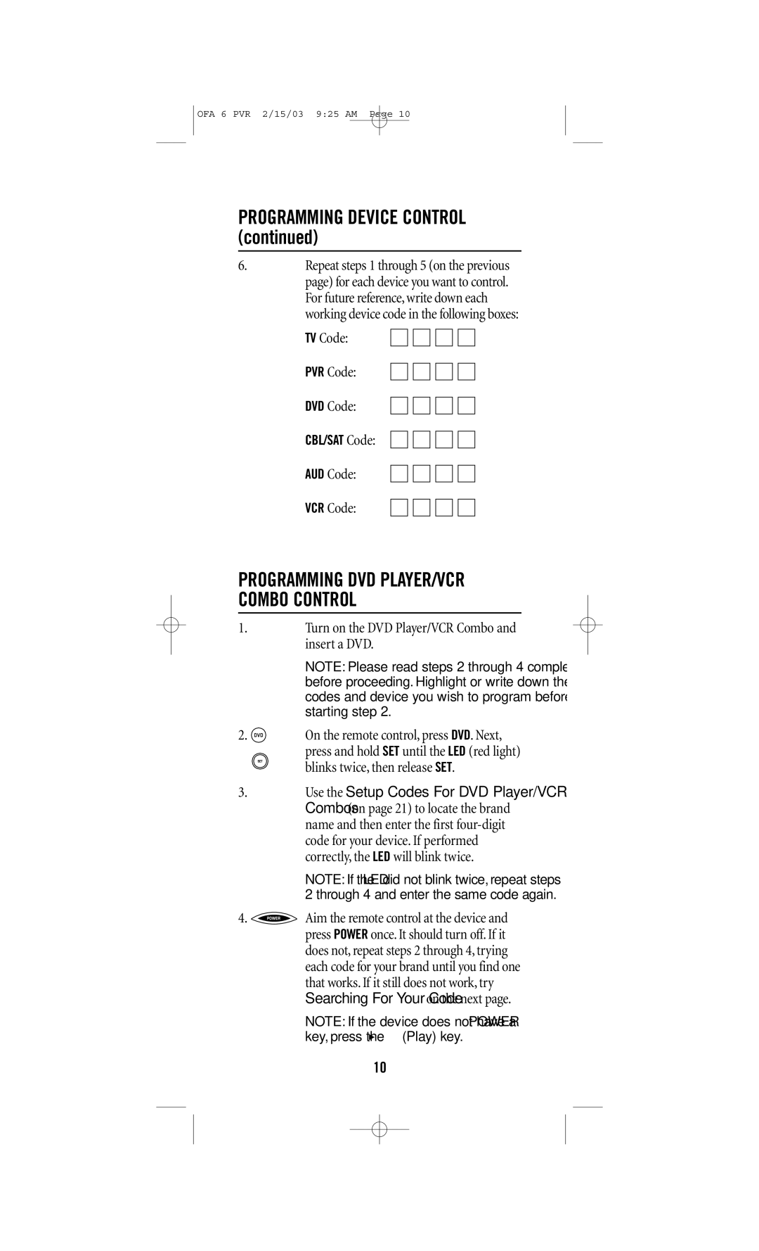 One for All URC-6131 manual Programming Device Control 