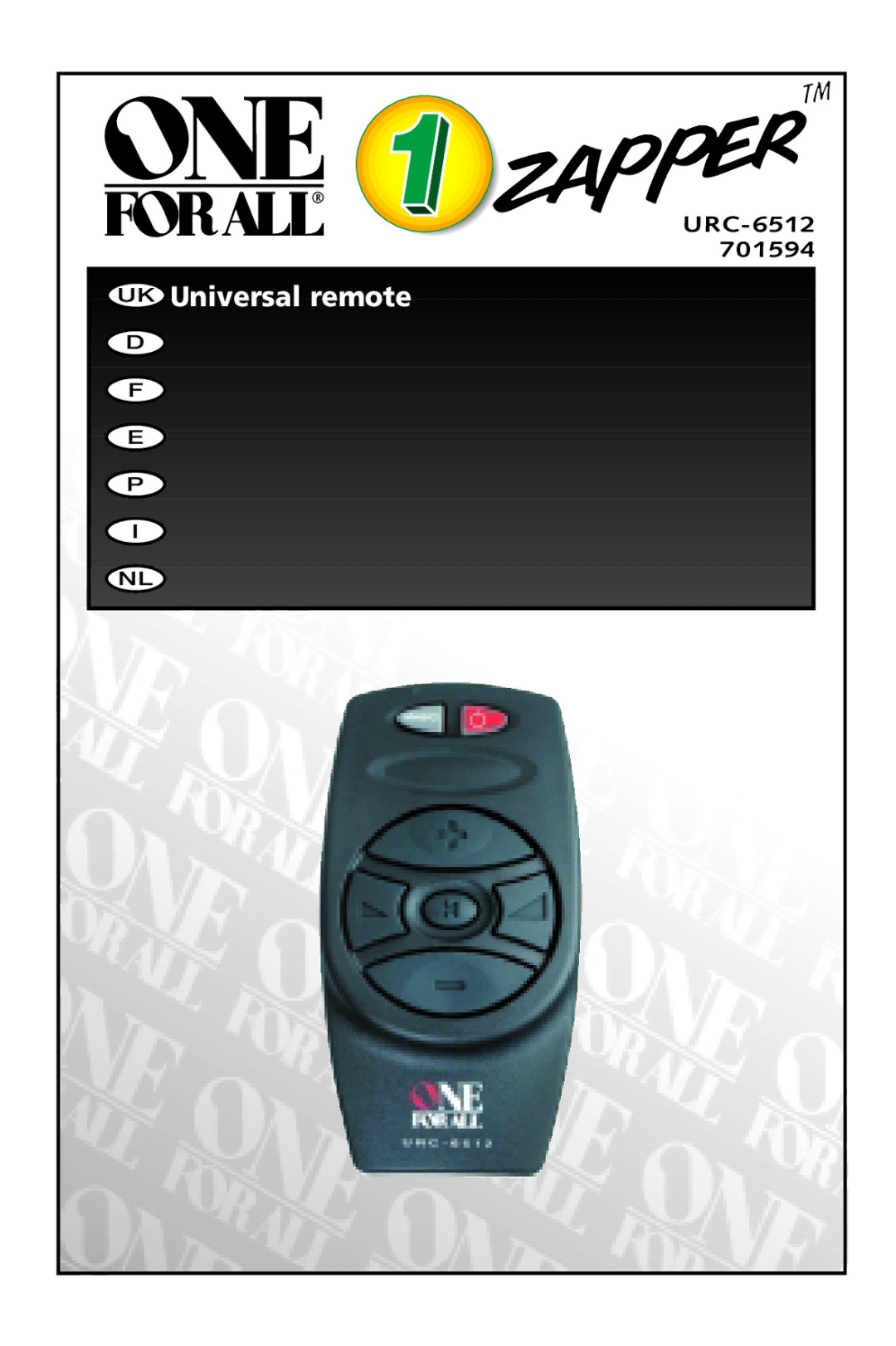 One for All URC-6512 manual UK Universal remote 