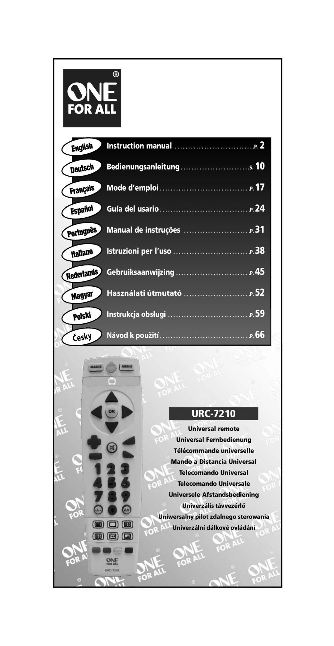 One for All URC-7210 instruction manual 