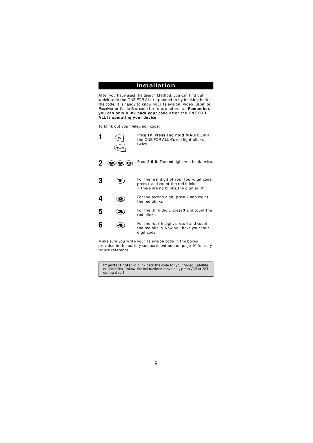 One for All URC-7540 manual Installation 