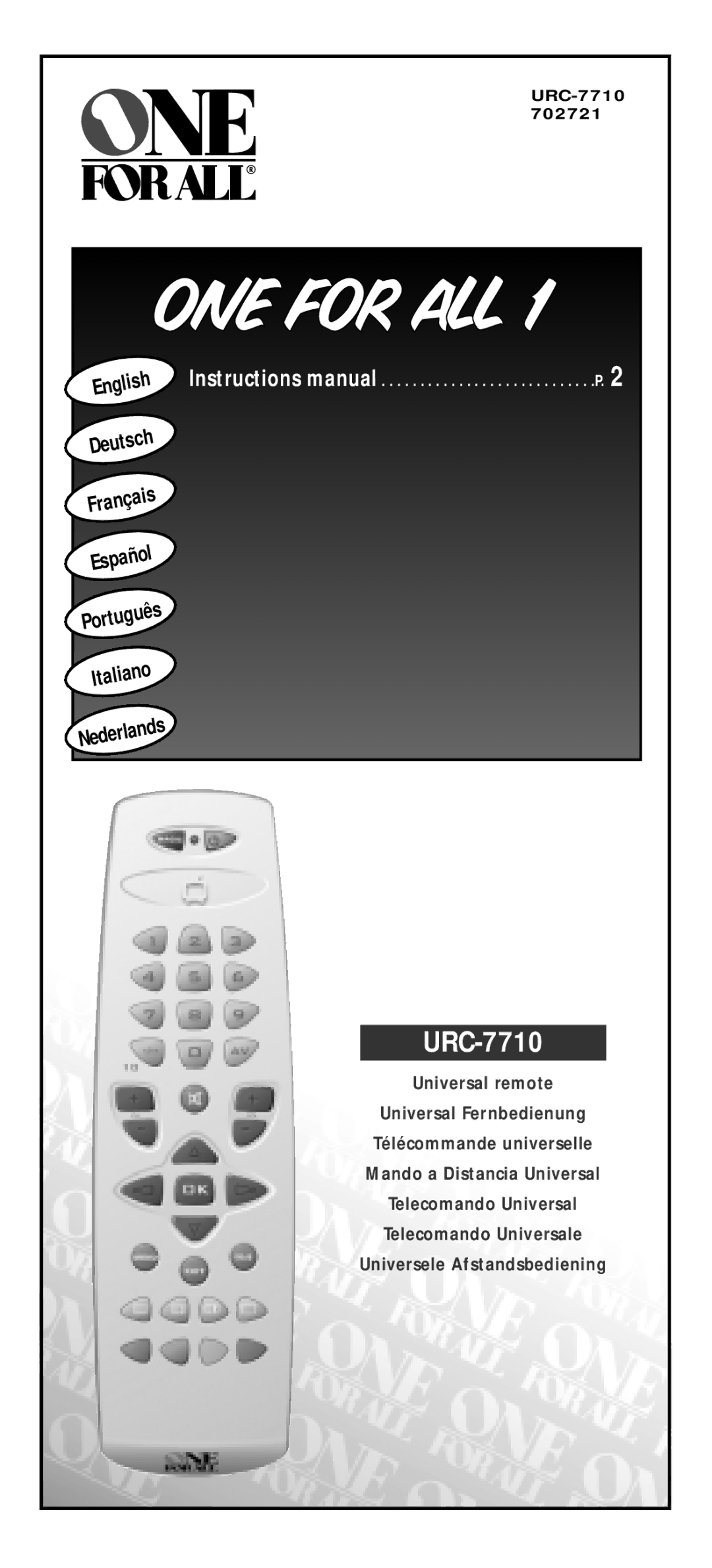 One for All URC-7710 manual 