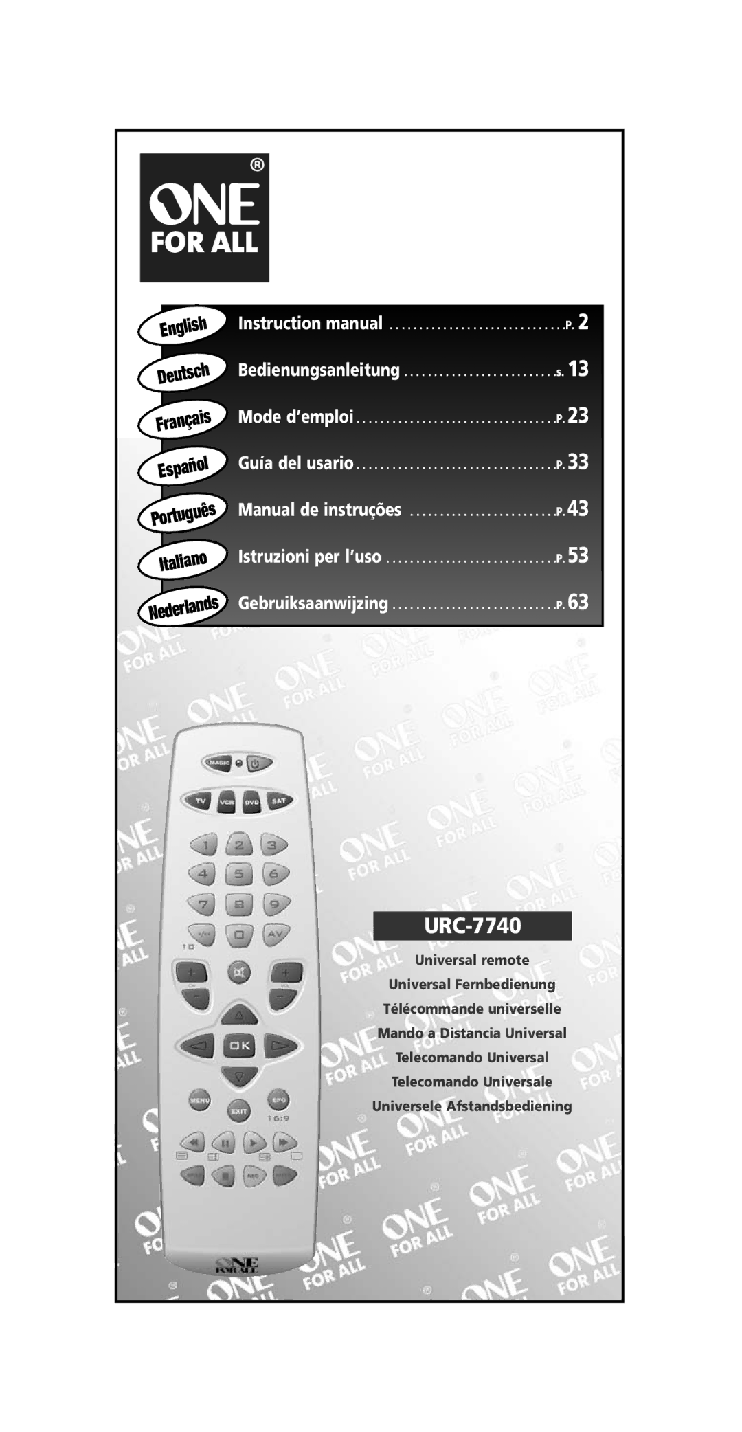 One for All URC-7740 instruction manual 