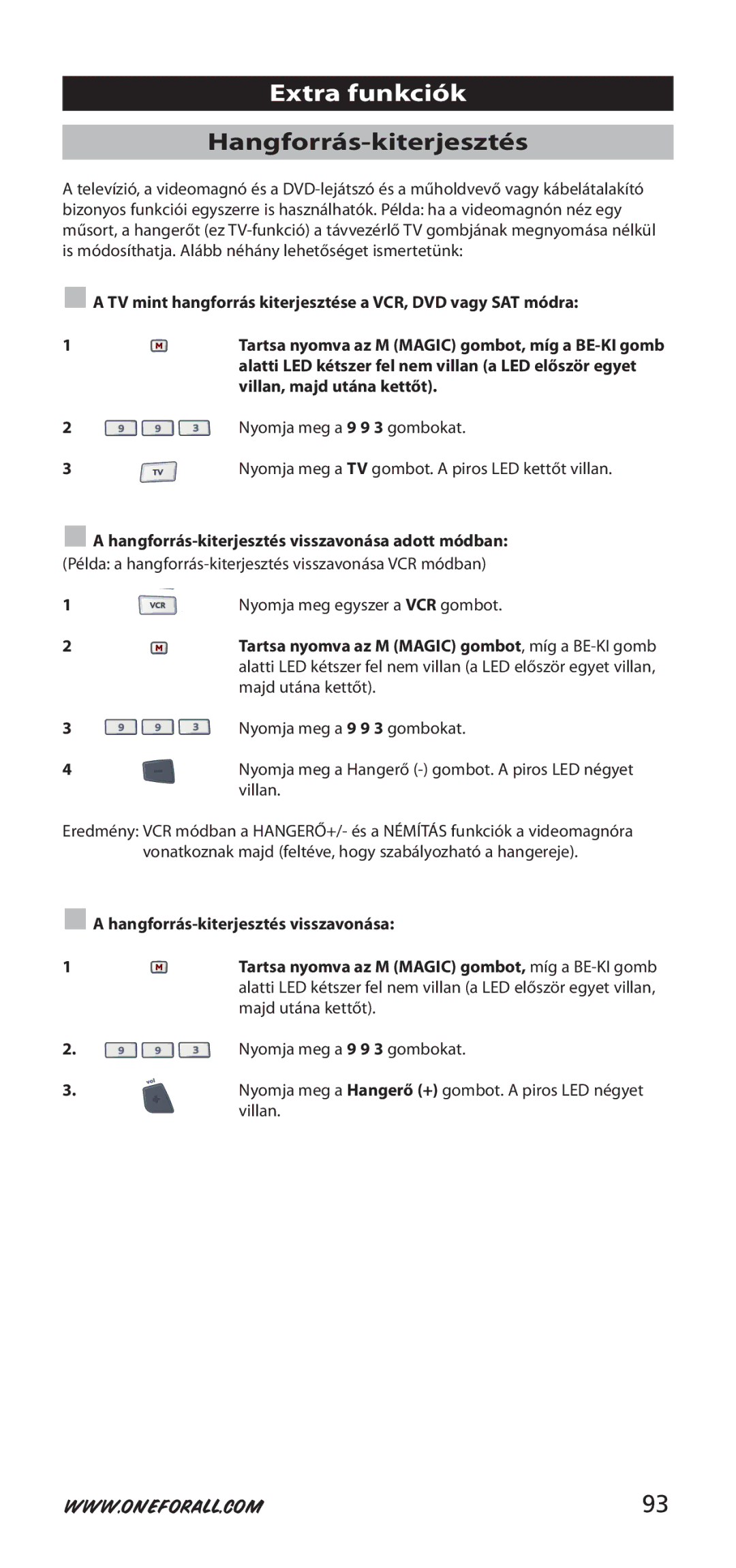 One for All 704917, URC-7940 instruction manual Hangforrás-kiterjesztés 
