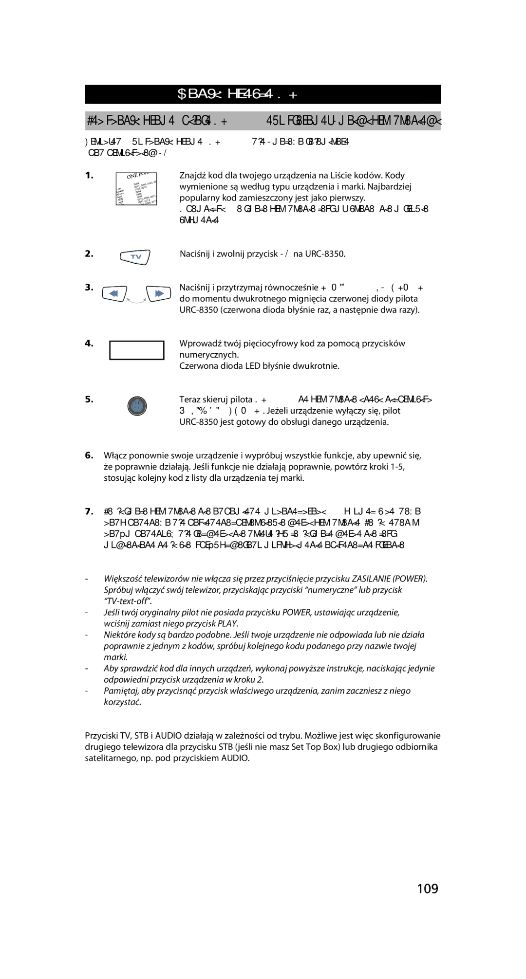 One for All warranty Konfiguracja URC, Naciśnij i zwolnij przycisk TV na URC-8350 