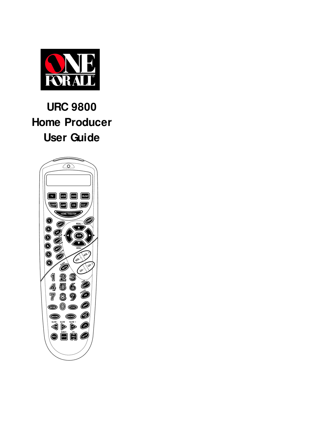 One for All URC 9800 manual URC Home Producer User Guide 