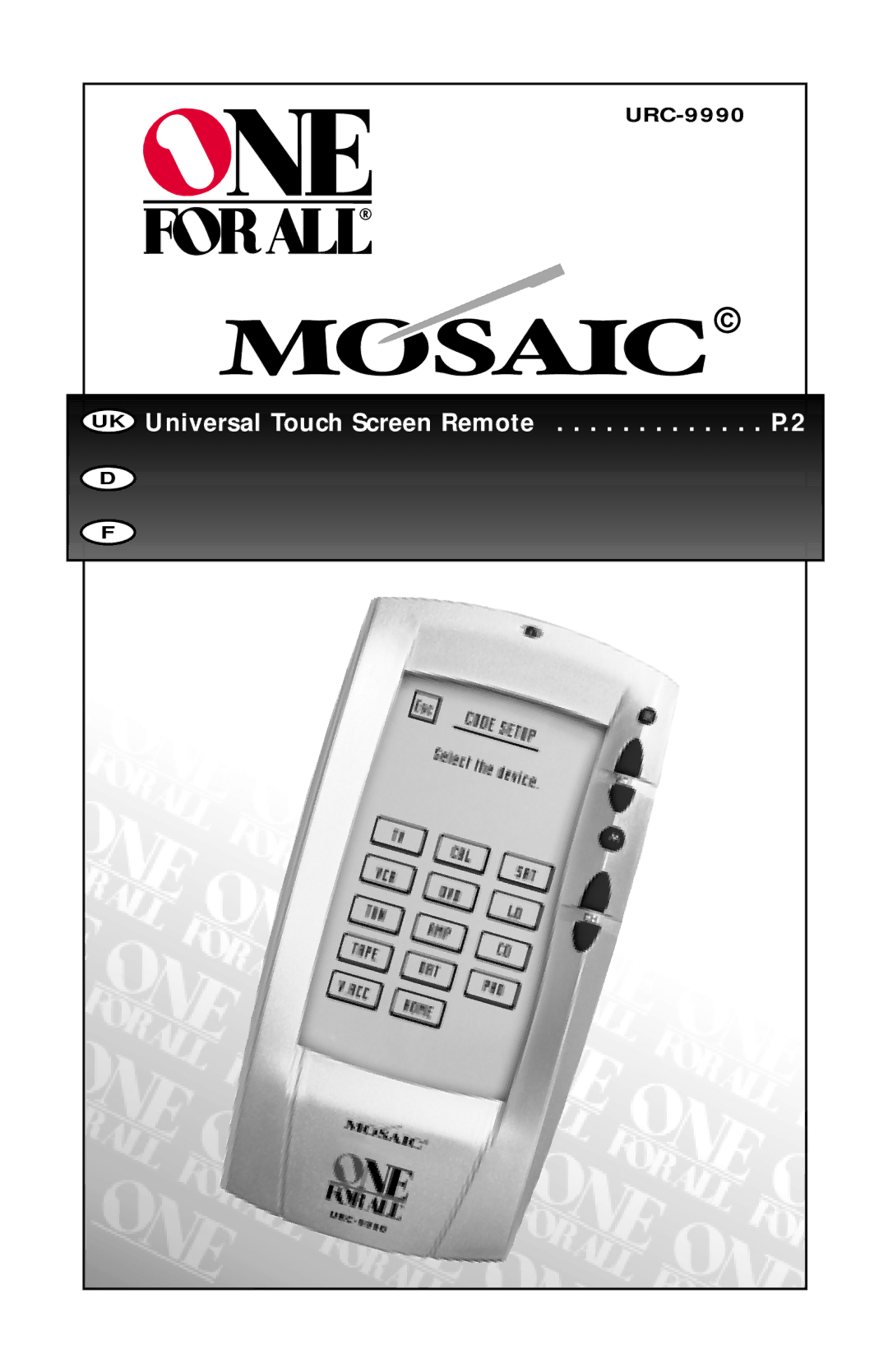 One for All URC-9990 manual 