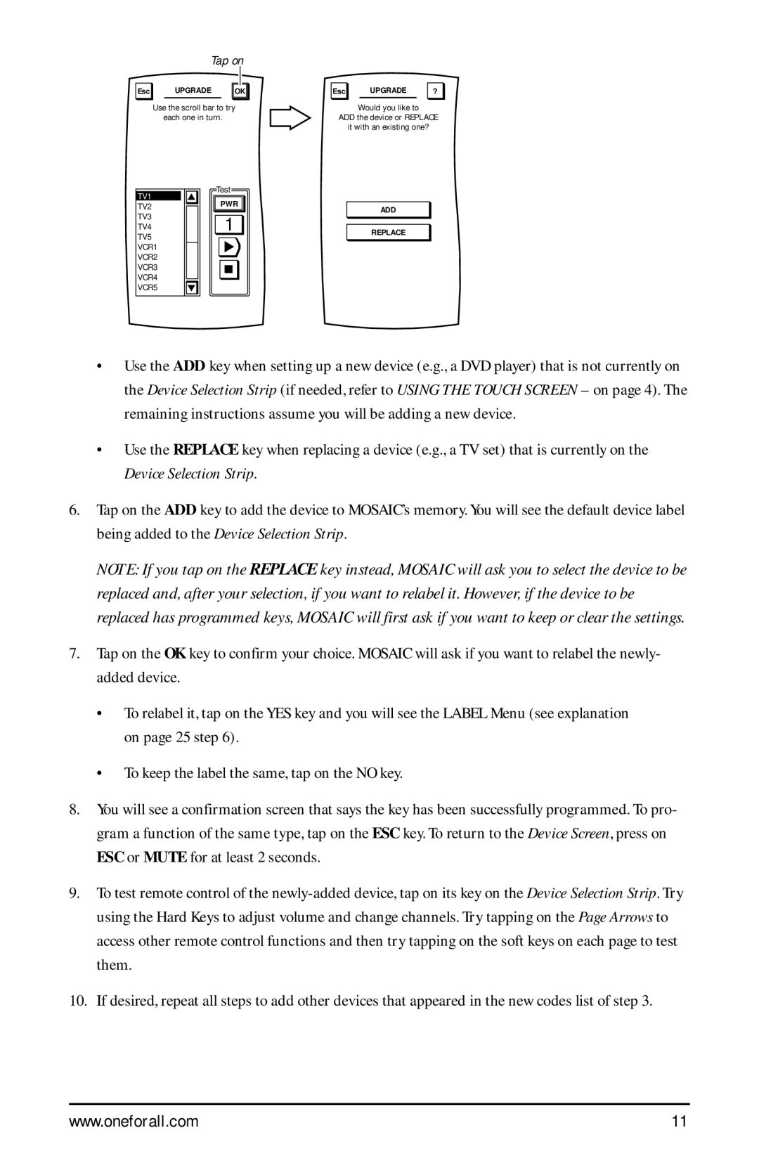 One for All URC-9990 manual Esc Upgrade ? 