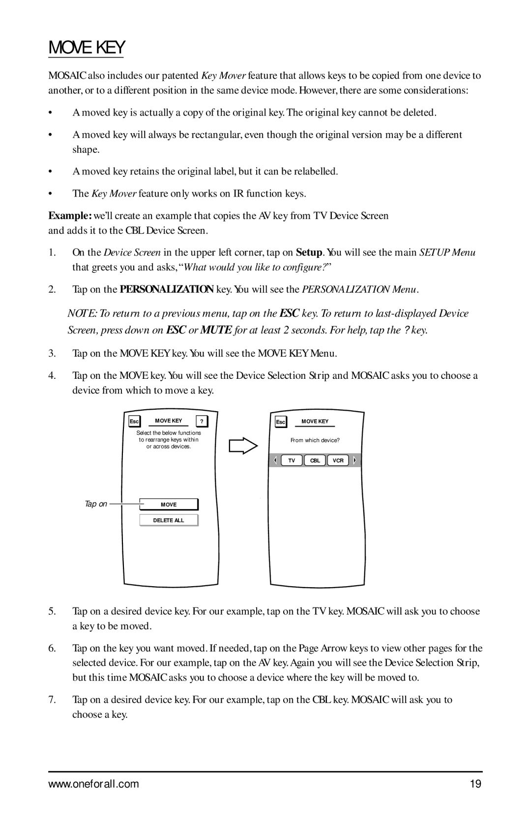 One for All URC-9990 manual Move KEY 